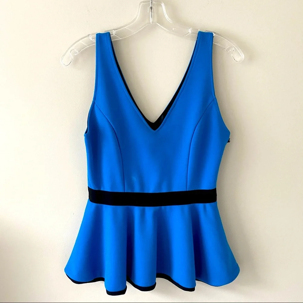 Aqua Sleeveless Peplum Top Shirt from Bloomingdales Blue | Size XS